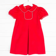 Red Corduroy Tab Dress