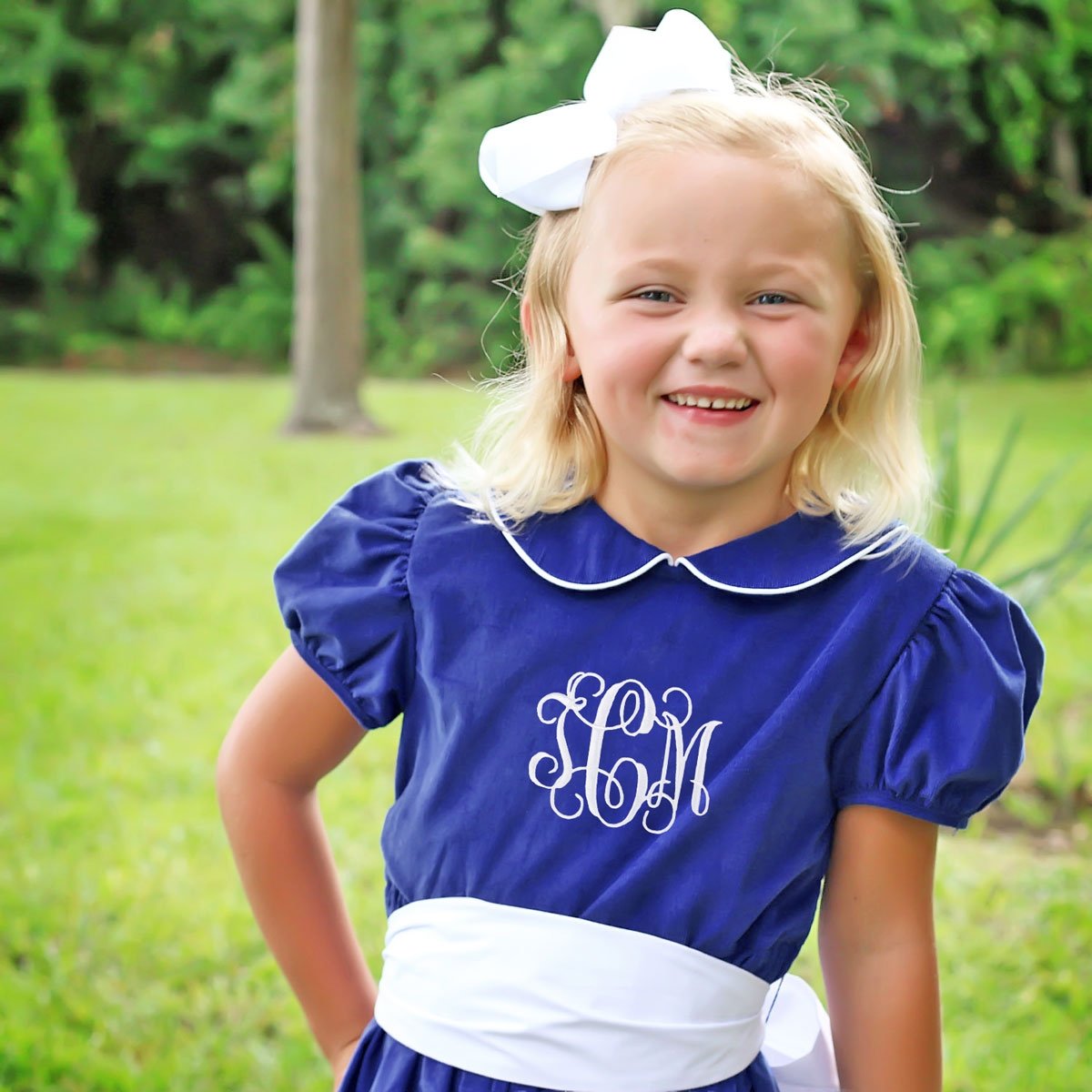 Royal Blue Corduroy Sash Dress – Classic Whimsy
