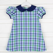 Sally Dress Cambridge Plaid Navy and Green