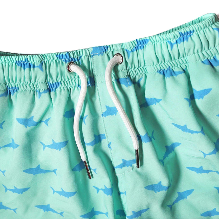Great White Shark Turquoise Swim Trunks