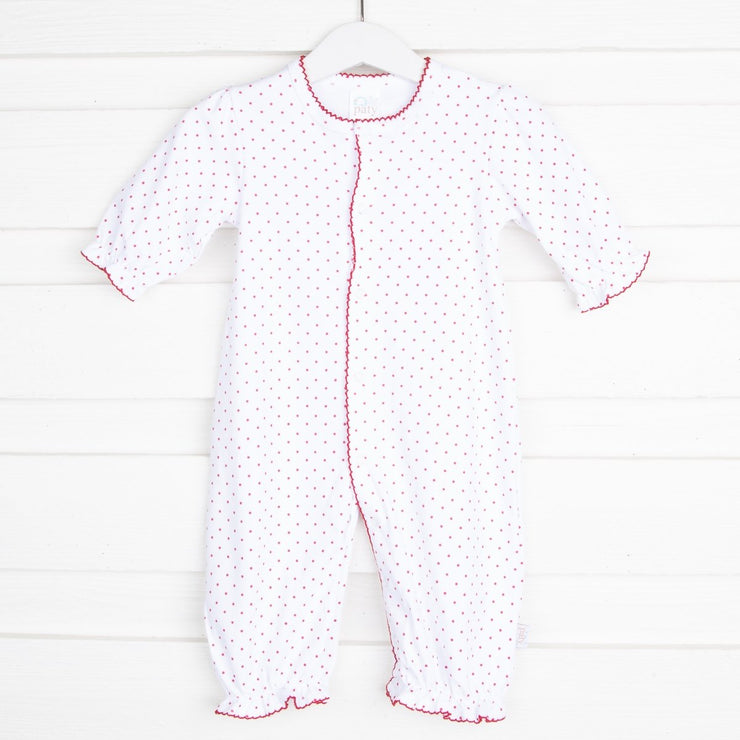 Convertible Onesie White and Red Polka Dot 