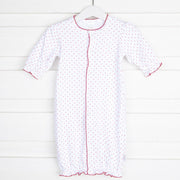 Convertible Onesie White and Red Polka Dot