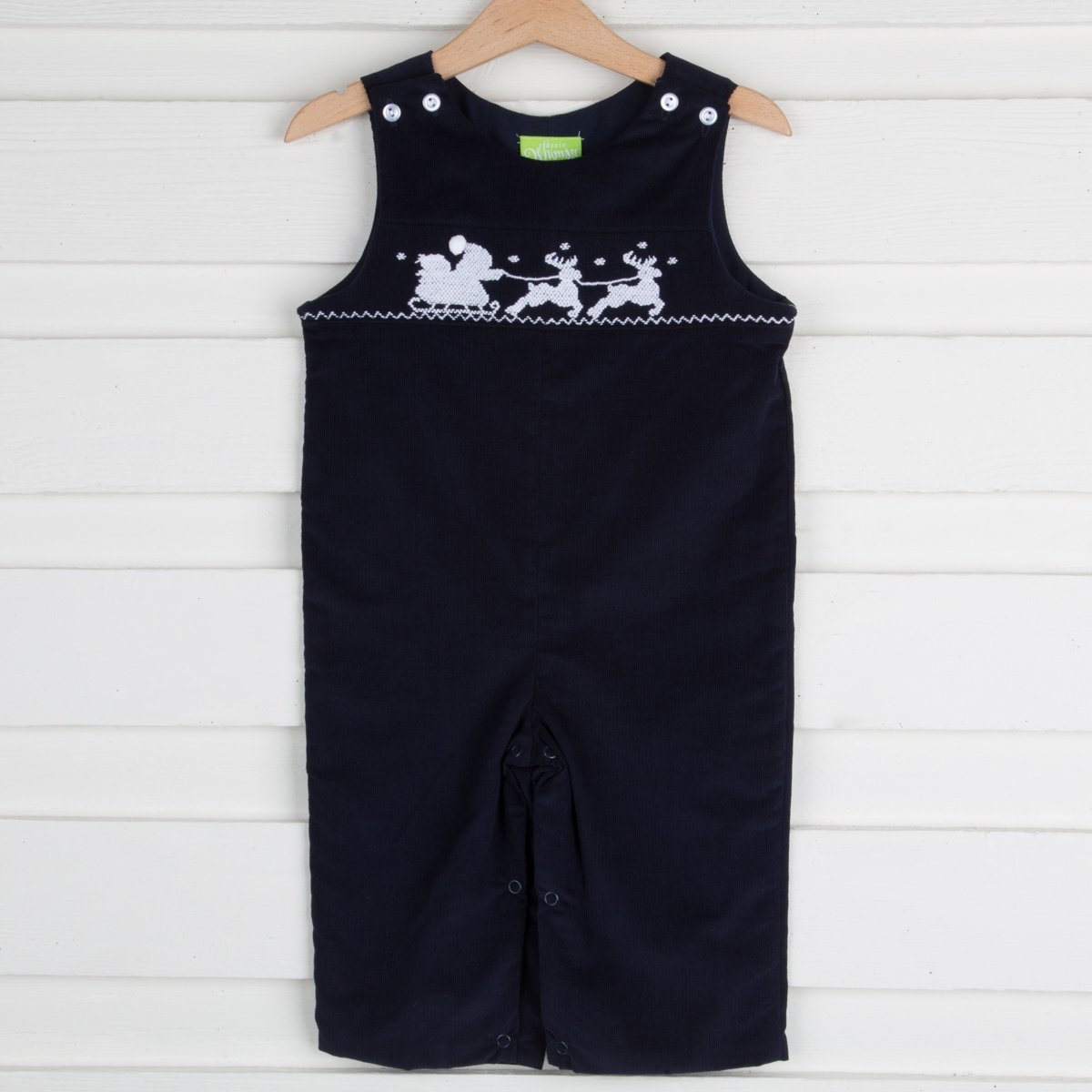Santa Sleigh Smocked Longall Navy Corduroy