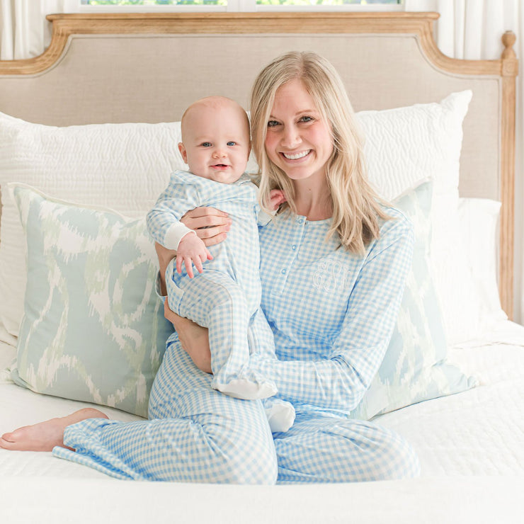 Blue Gingham Mom Pajamas