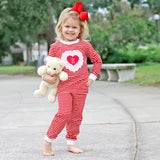 Red Stripe Heart Tight Fitting Loungewear