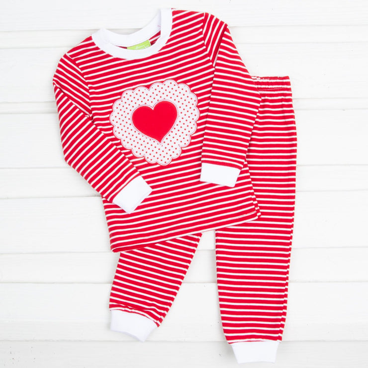 Red Stripe Heart Tight Fitting Loungewear