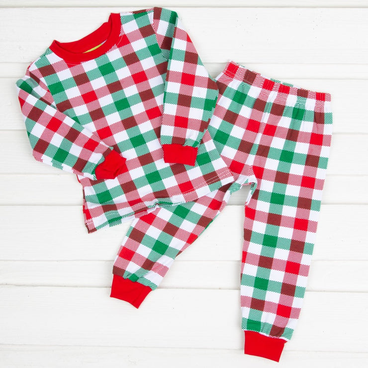 Holiday Plaid Kids Knit Loungewear 