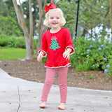 Red Stripe Knit Tree Legging Set