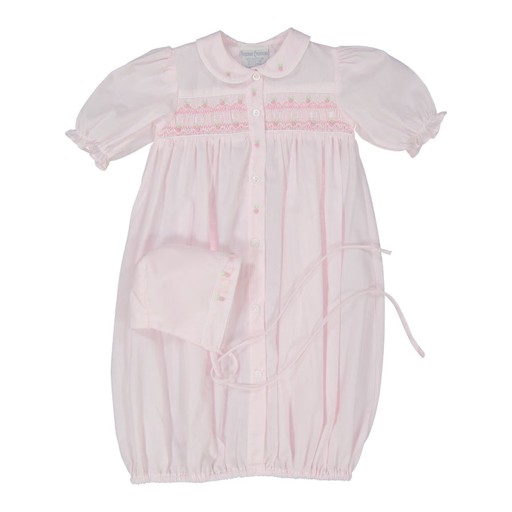 Rosebud Light Pink Smocked Gown with Hat