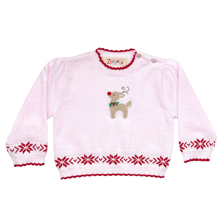 Reindeer Pink Knit Sweater