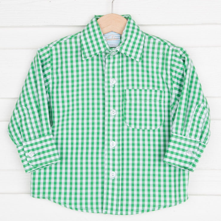 Green Check Button Down Shirt