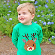 Green Reindeer Long Sleeve T Shirt