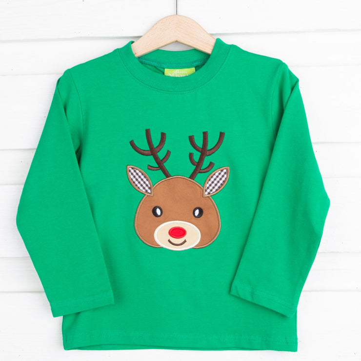 Green Reindeer Long Sleeve T Shirt