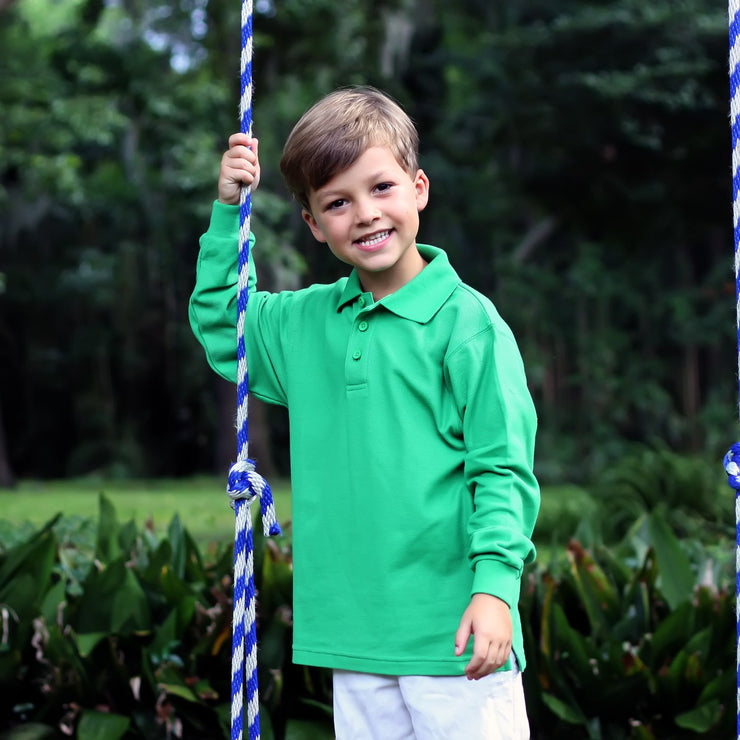 Kids Long Sleeve Polo - Monogrammed Boys Clothes – Little English