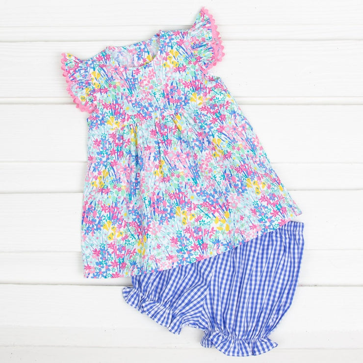Bright Floral Emily Short Set Royal Blue