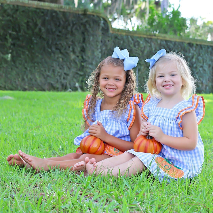 Pumpkin Poppy Short Set Light Blue Gingham