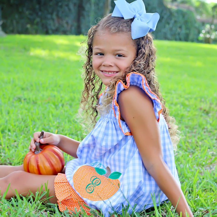 Pumpkin Poppy Short Set Light Blue Gingham