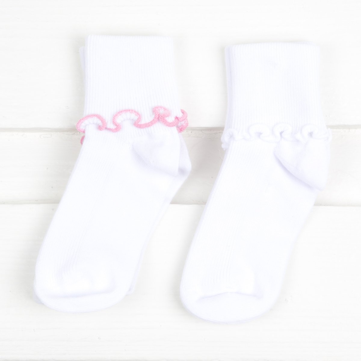 Pink and White Seamless Ripple Edge Socks (2 pack) – Classic