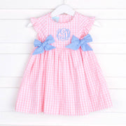 Pink Check Collared Side Tie Dress