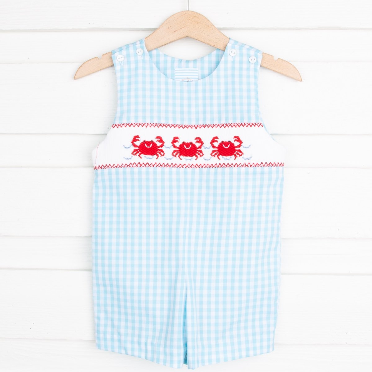Crab Smocked Jon Jon Turquoise Check 