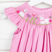 Bunny Garden Smocked Dress Pink