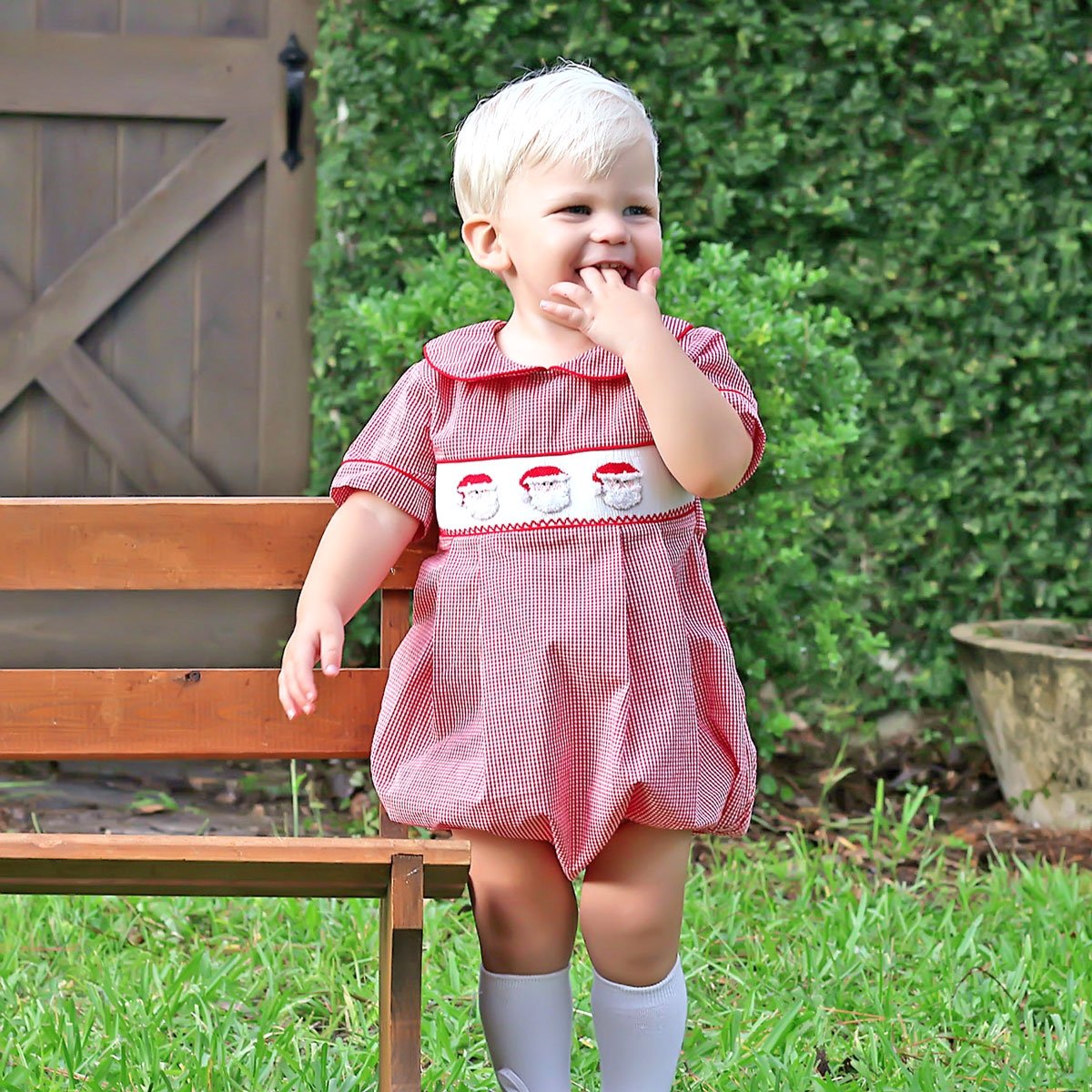 Boy christmas smocked clothing sale
