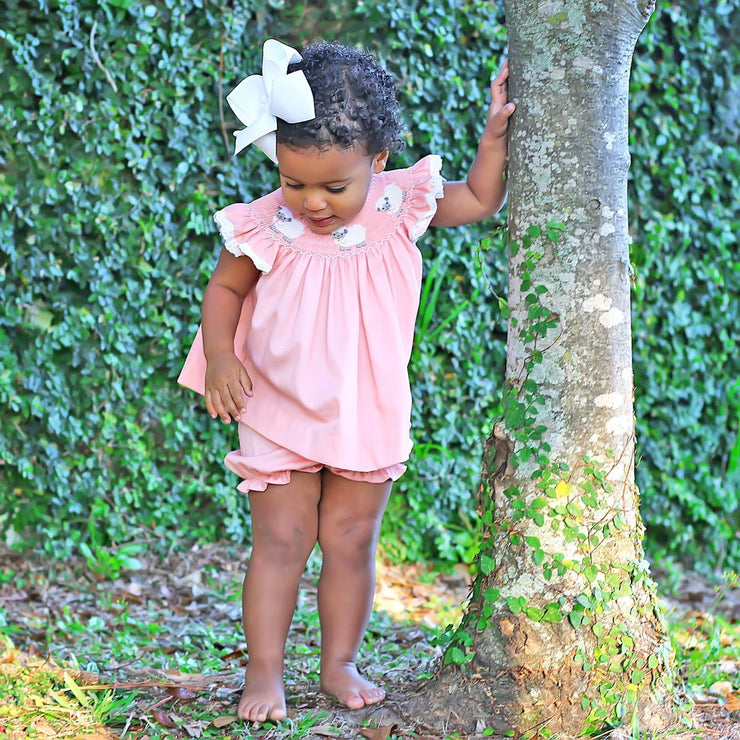 Lamb Smocked Bloomer Set Peach Pique