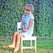 Lamb Smocked Boy Short Set Light Blue Pique