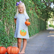 Pumpkin Flutter Sleeve Dress Blue Floral