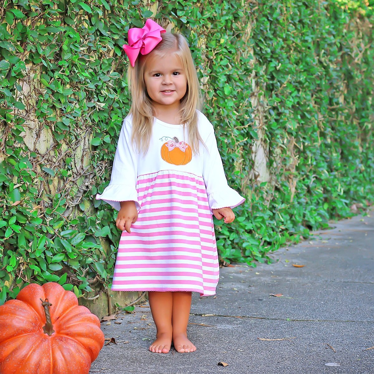 Pumpkin Pink Stripe Sophia Dress