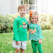 Pumpkin Applique Knit Long Sleeve Shirt Green