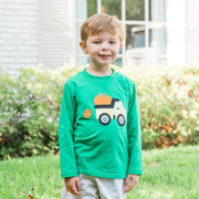 Pumpkin Applique Knit Long Sleeve Shirt Green